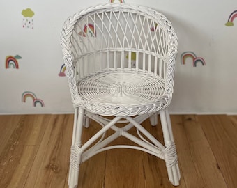 Wicker chair, rattan chair, toddler chair, kids chair, wicker armchair, child chair, child wicker furniture, baby armchair, WHITE