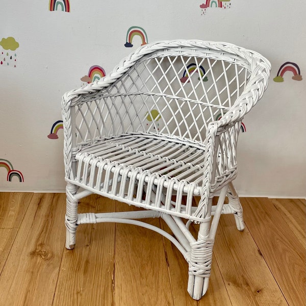 Chaise en osier, chaise en rotin, chaise pour tout-petits, chaise pour enfants, fauteuil en osier, chaise pour enfants, meubles en osier pour enfants, fauteuil pour bébé, BLANC