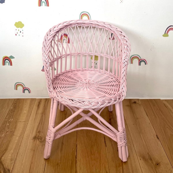 Chaise en osier | chaise en rotin | chaise pour tout-petit, chaise pour enfant, fauteuil en osier, chaise pour enfant, meubles en osier pour enfant, fauteuil pour bébé, ROSE CLAIR