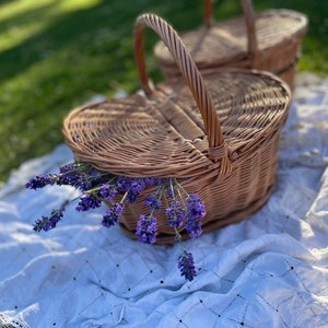 Picknickmand, rieten mand, rieten picknickmand, opbergmand, sensorische mand