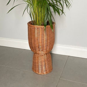 Wicker plant pot with base, Wicker flower pot, XL