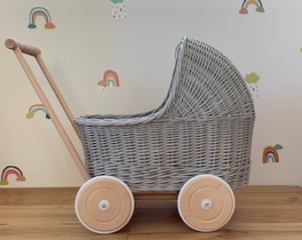 wicker toy pram