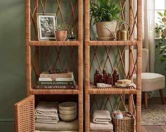 Wicker bookcase, wicker shelf, wicker cabinet, wicker furniture, kids wicker shelf, bedside cabinet, rattan cabinet, bedside cabinet,