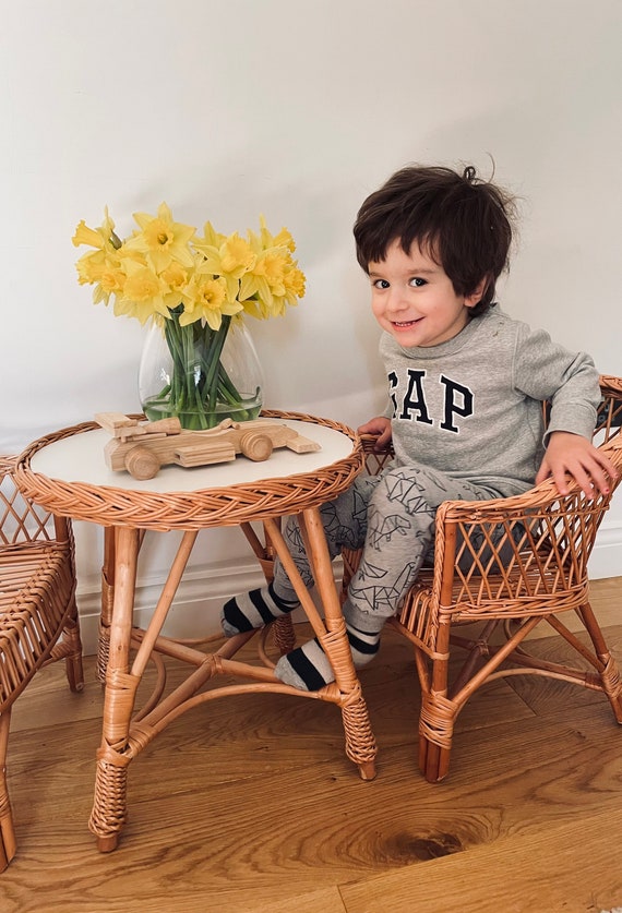 Wicker Table and 1 Chair Set Rattan Table Set Rattan Chair Kids