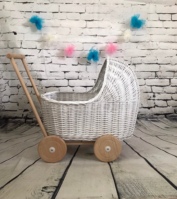 rattan doll pram