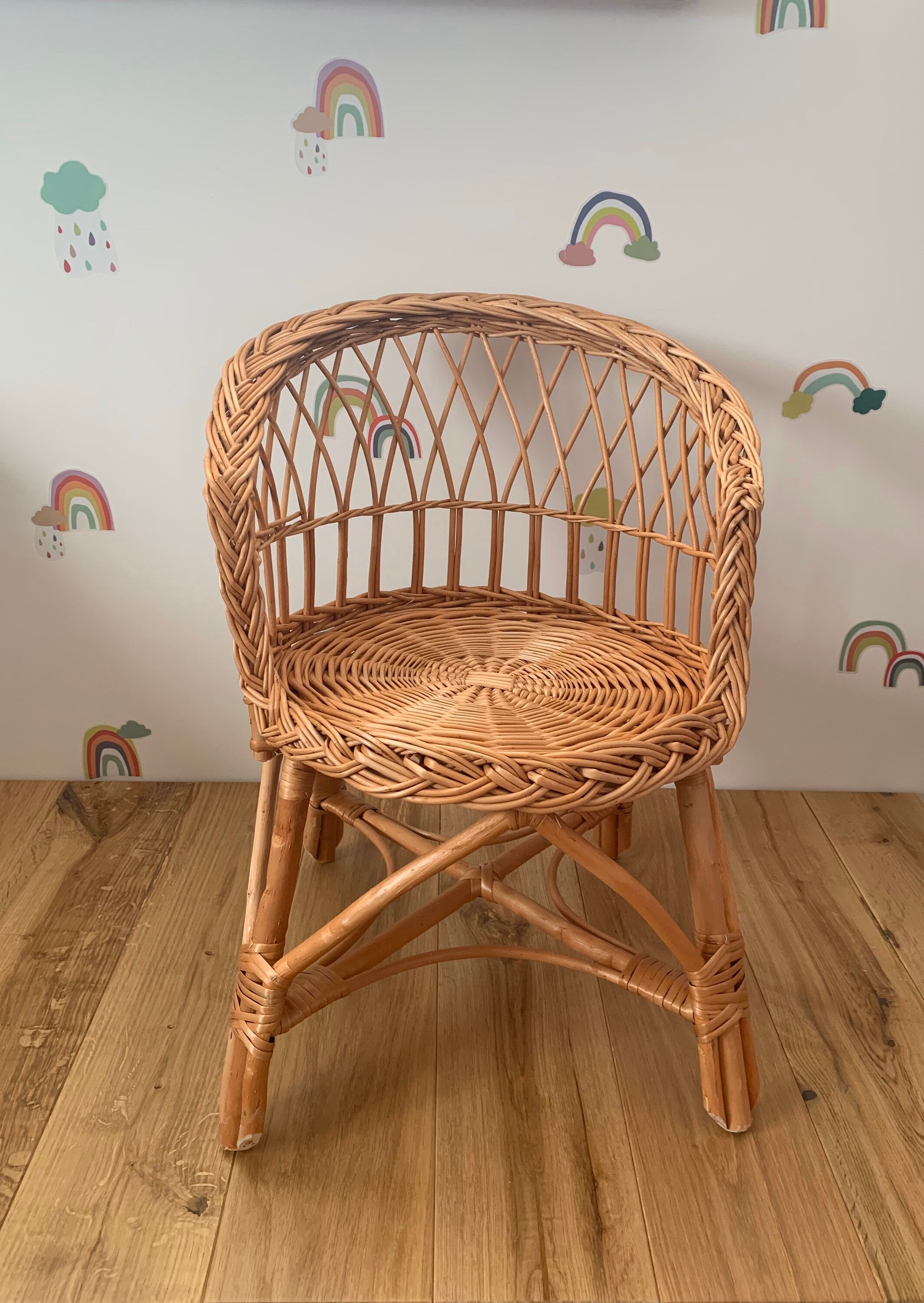 Wicker baby handmade kids chair NATURAL Etsy