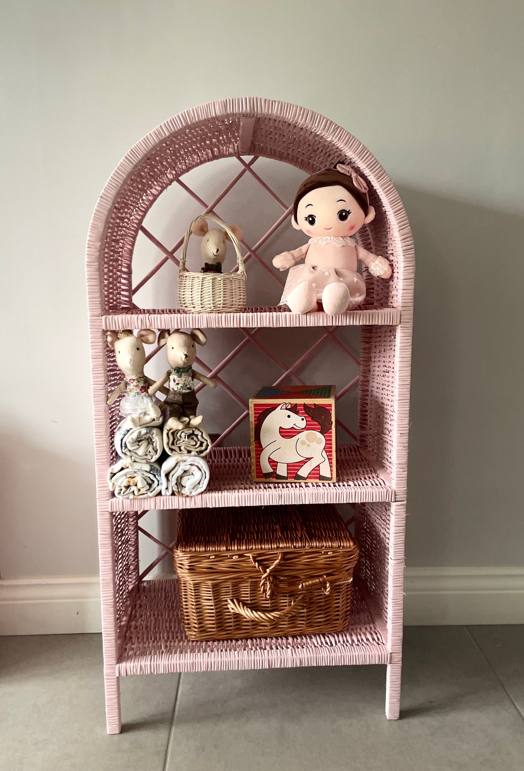 Handmade Wicker Bookcase: Pink Kids Room Shelf - Etsy