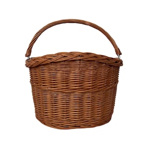 NATURAL Bicycle wicker basket with hooks, handlebars basket, front bike basket  size L