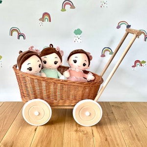 Wicker push toy, wicker trolley, wicker push stroller, boy trolley