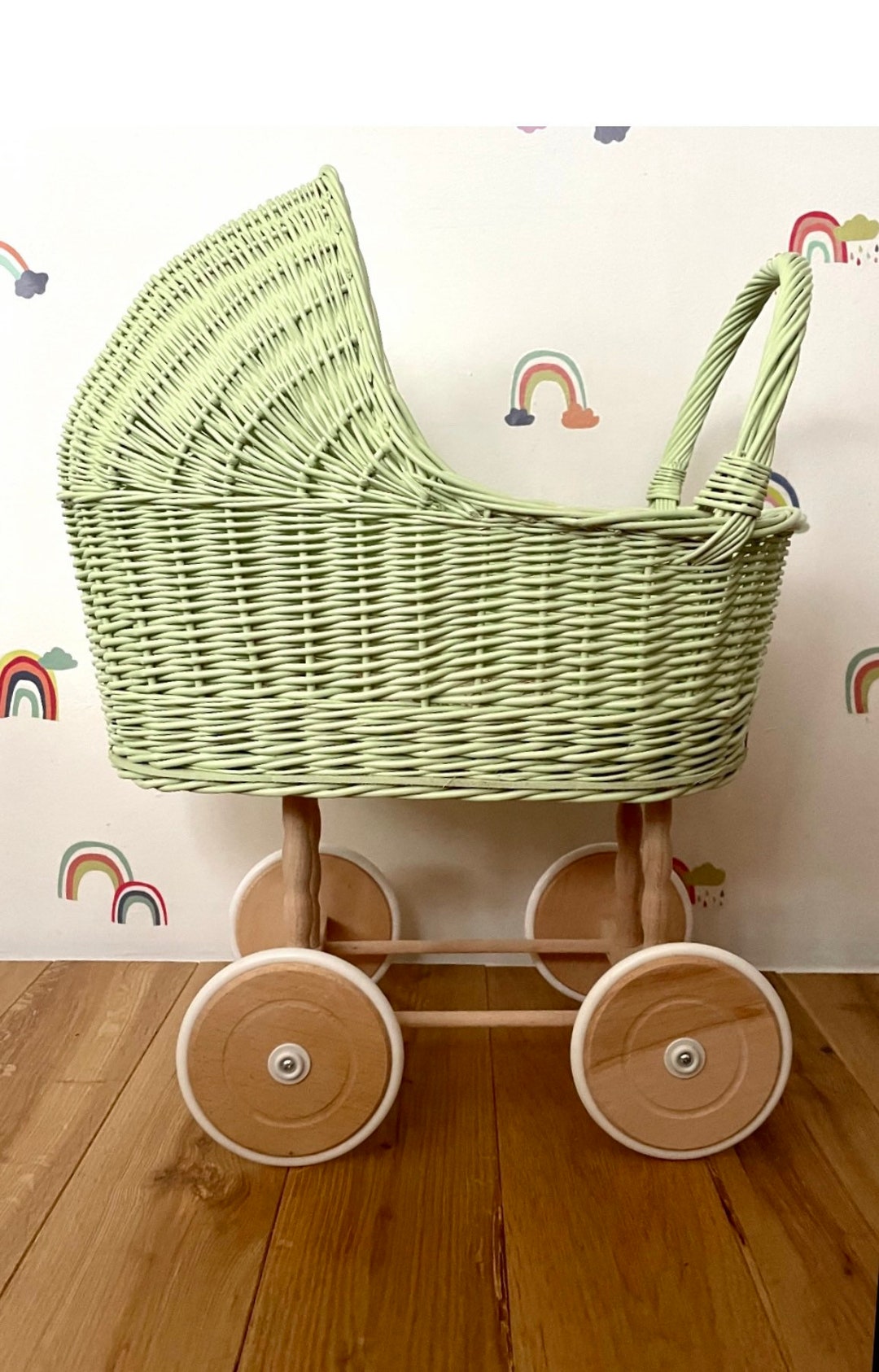 Tall WICKER PRAM Doll Pram Wicker Doll Pram UK baby Doll Pram Pram Toy