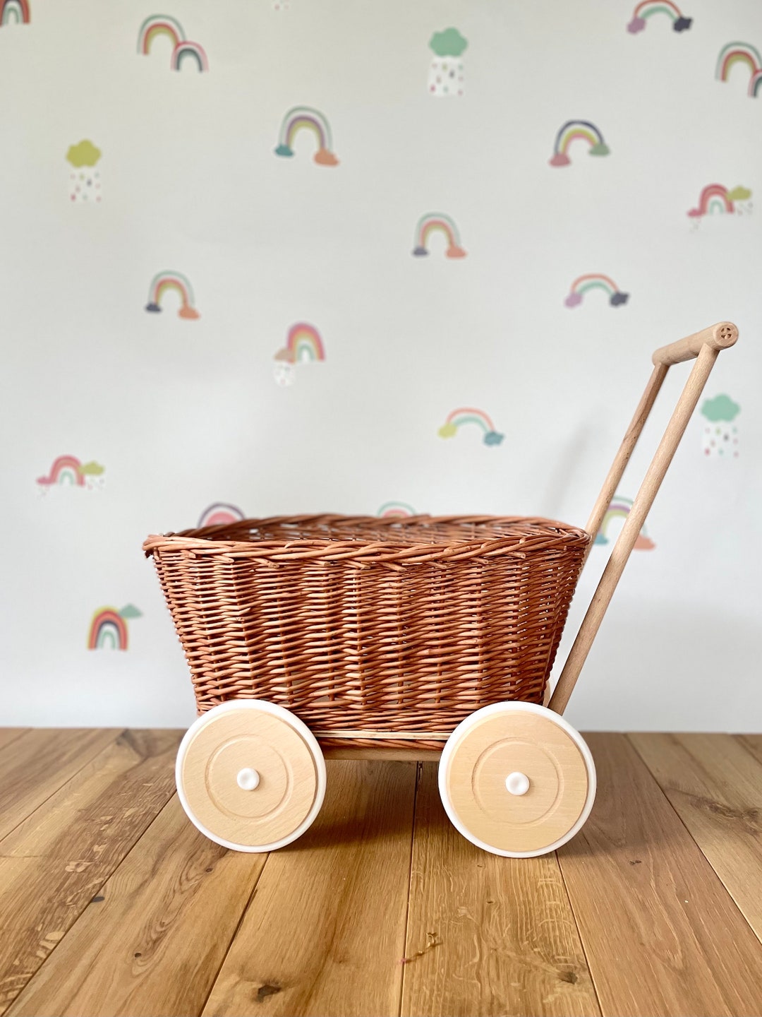 Wicker Pullalong Wagon Toy, Wicker Wagon Etsy UK