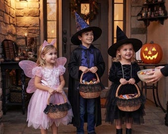 Cestino di vimini per Halloween, cestino per dolcetto o scherzetto, cestino "Boo", cestino di Halloween, cestino per dolci, cestino con bordo in pizzo