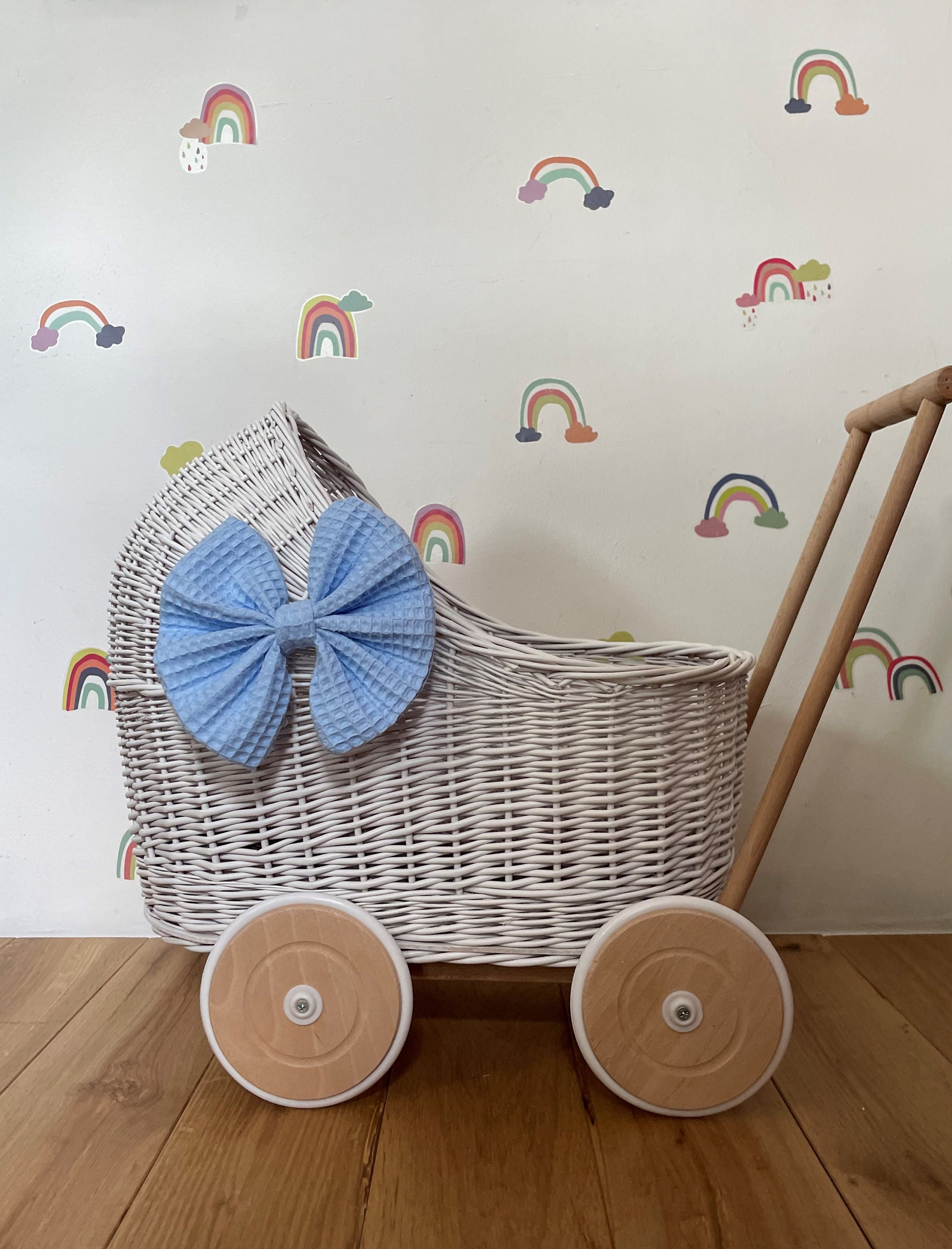 LUXURY Wicker Pram With Bow and Bedding Included Doll Pram Etsy UK