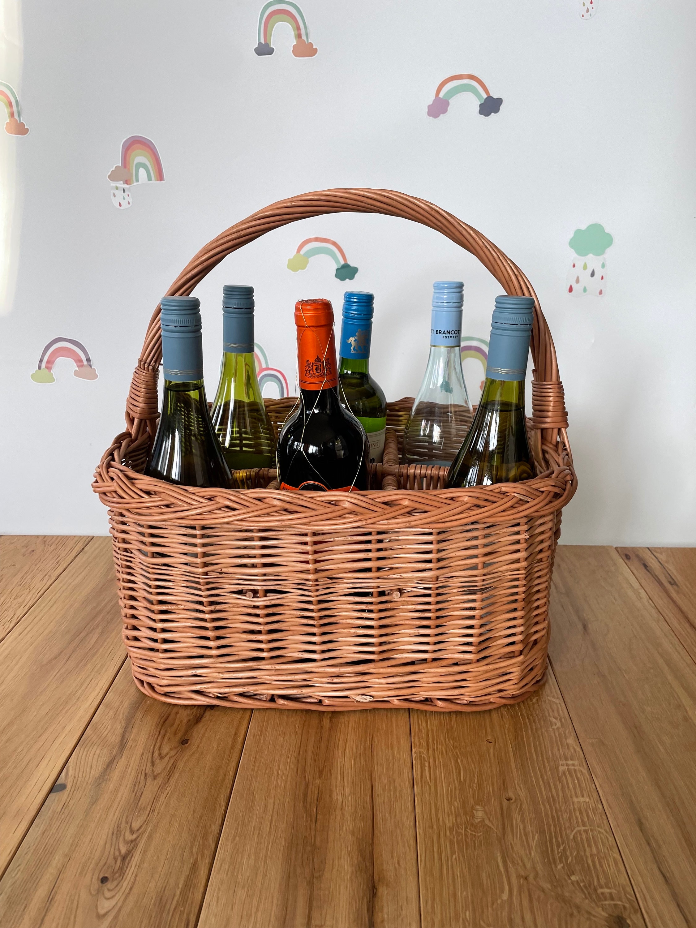 Wicker Wine Carrier Etsy