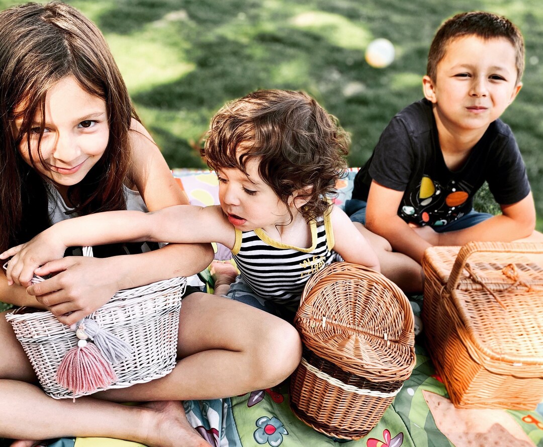 Children's Picnic Basket Kids Wicker Picnic Basket Sensory Basket, Kids