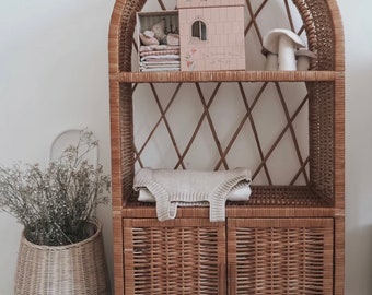 Wicker bookcase, wicker shelf, wicker cabinet, kids interior, kids furniture, kids wicker shelf, bedside cabinet, rattan cabinet