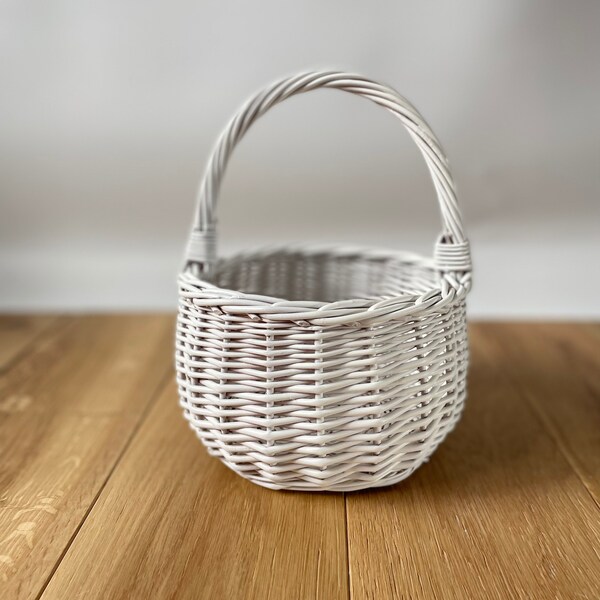 WHITE  kids basket | Easter basket | flower basket | wedding basket |sensory basket | egg hunt basket, flower girl basket, basket UK