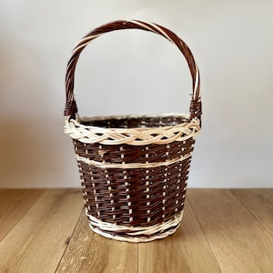 Wicker shopping basket, storage basket, Round basket with handle, Medium