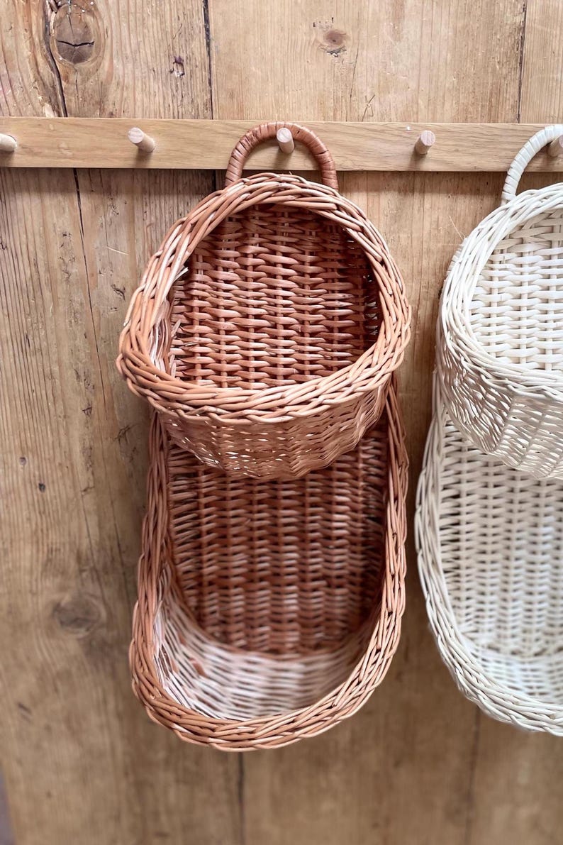 Cesto appeso, cesto portaoggetti in vimini, cesto per erbe aromatiche, cesto per giocattoli, cesto per verdure, cesto per frutta immagine 8