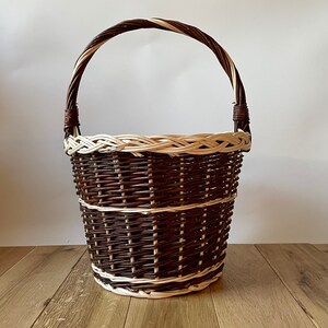Wicker shopping basket, storage basket, Round basket with handle, Large