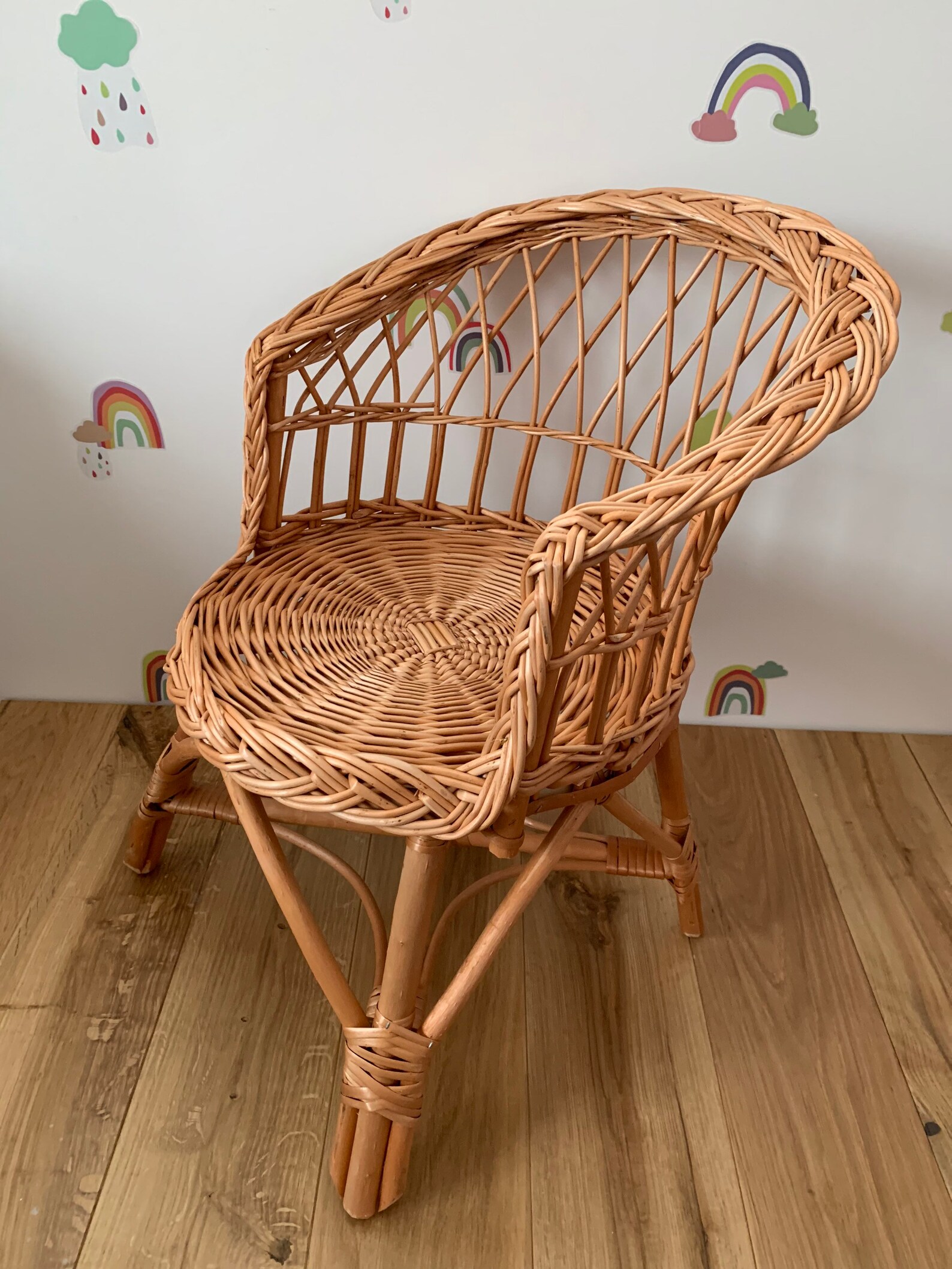 Wicker baby handmade kids chair NATURAL Etsy