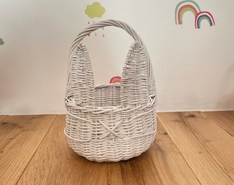 Easter basket | wicker Easter basket | wicker basket | egg hunting basket | Easter rattan basket | Easter bunny basket ,basket UK, White