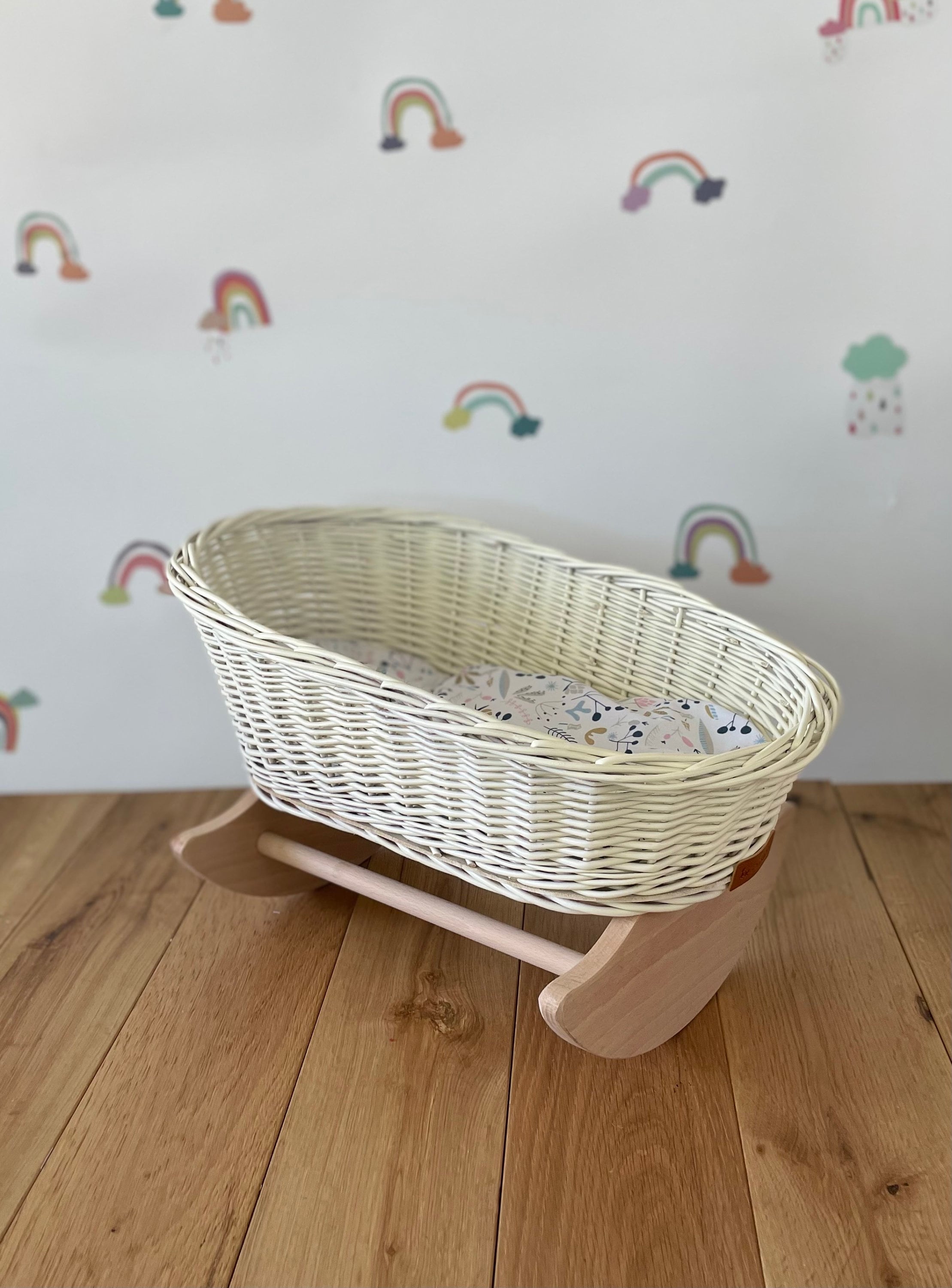 Wicker Dolls Cradle Crib . Handmade of Organic Wicker. Dolls