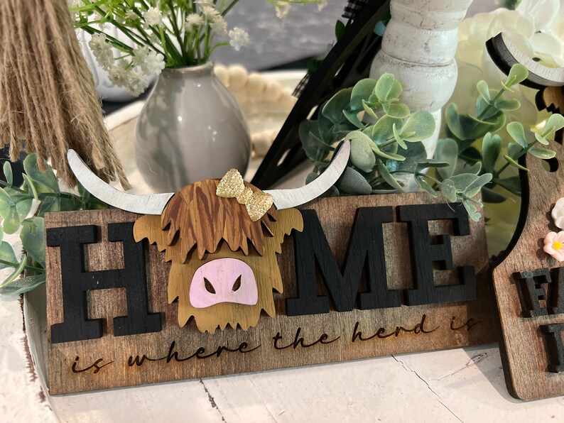 Highland Cow Decor Highland Cow Tiered Tray Decor Farm Etsy