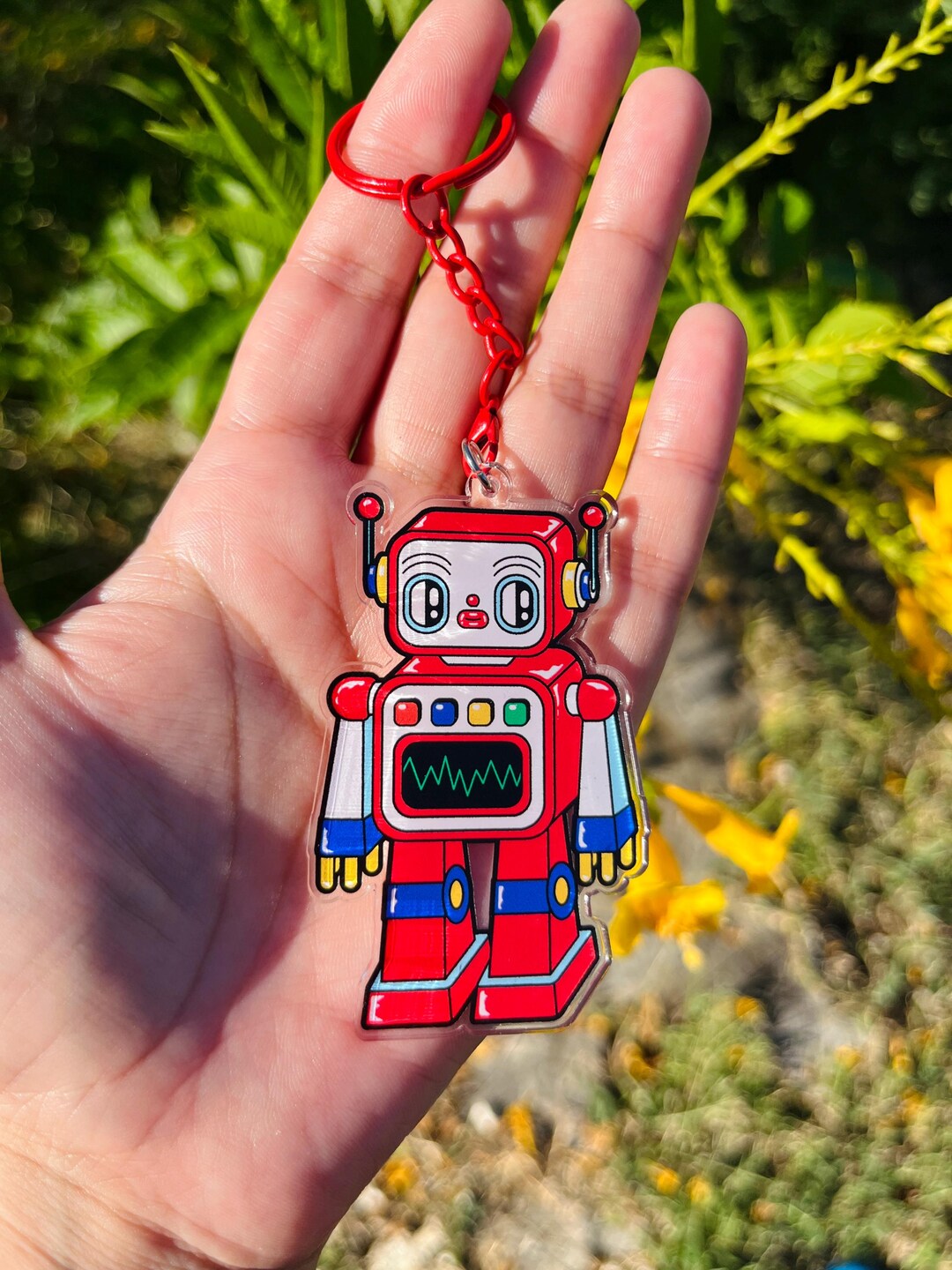 Robot Keychain Led Light Red Robot Keychain - Etsy