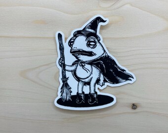 Glossy Frog Toad Witch Wizard Sticker l Drawlloween Sticker