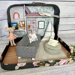 Large Travel Dollhouse - Perfect for Maileg Mice - two styles