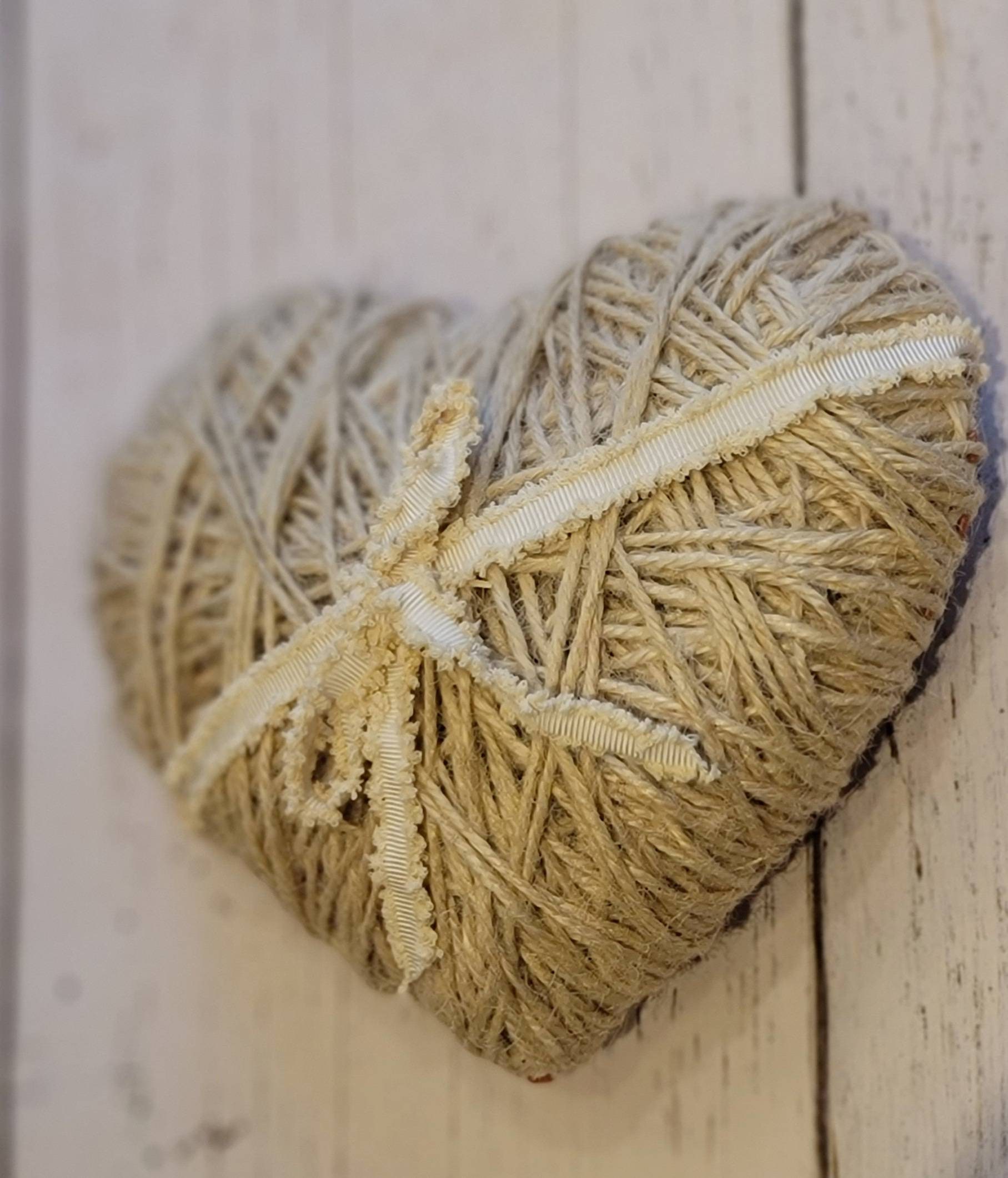 Yarn Wrapped Heart Wreath - Valentines Day - Ribbon