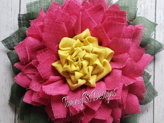 Pink Burlap Flower Wreath - Front Door Decor, Porch Decor