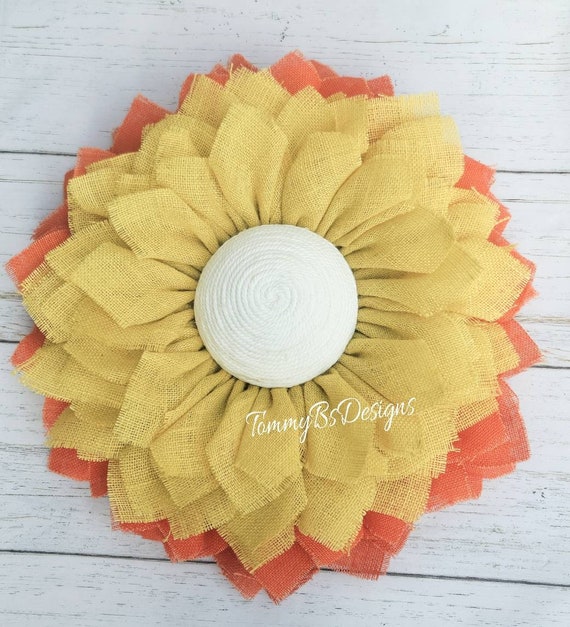 Ready to Ship; Candy Corn burlap flower; Halloween Front Door Decor; Fall Decor