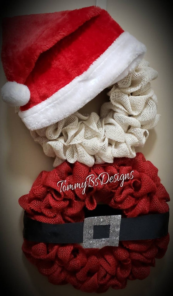Santa Clause Wreath; Burlap Santa Wreath; Christmas Santa; holiday wreath