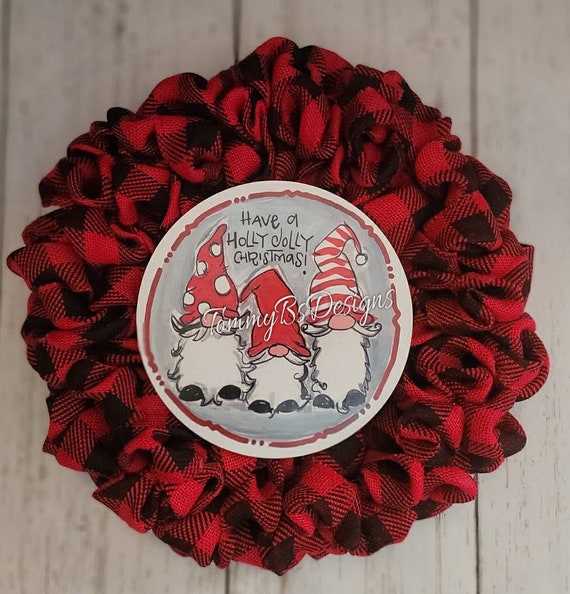 Rustic Winter Wreath; Red Buffalo Plaid Wreath; Gnome Wreath; Red and black check wreath;
