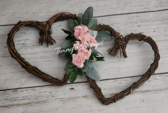 Double Heart Floral Wreath; Double Heart Wreath; Floral Heart Wreath