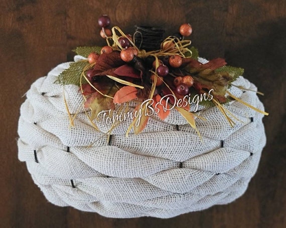 Fall Decor; Burlap Pumpkin; 3D burlap pumpkin; fall burlap pumpkin