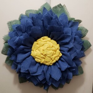 Blue Sunflower Wreath - Front Door Decor, Front Door Wreaths