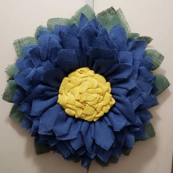 Blue Sunflower Wreath - Front Door Decor, Front Door Wreaths