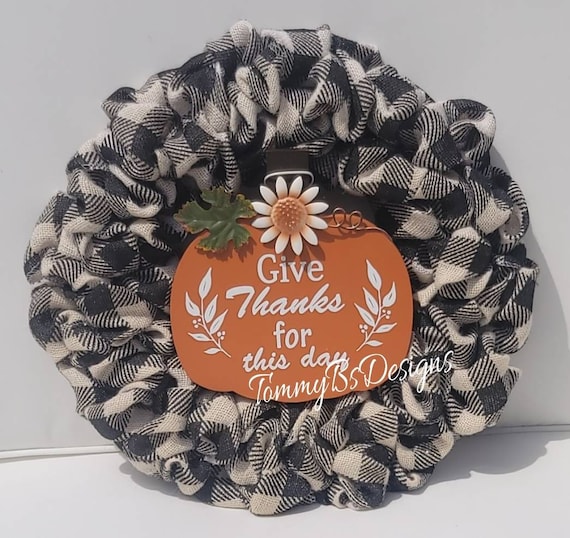 Rustic Fall Pumpkin Wreath; Black Buffalo Plaid Wreath; Pumpkin Wreath; Black and white check wreath; Pumpkin wreath