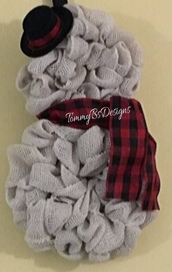 Mini Snowman Wreath; Burlap Snowman Wreath; Christmas Snowman; holiday wreath; small christmas wreath