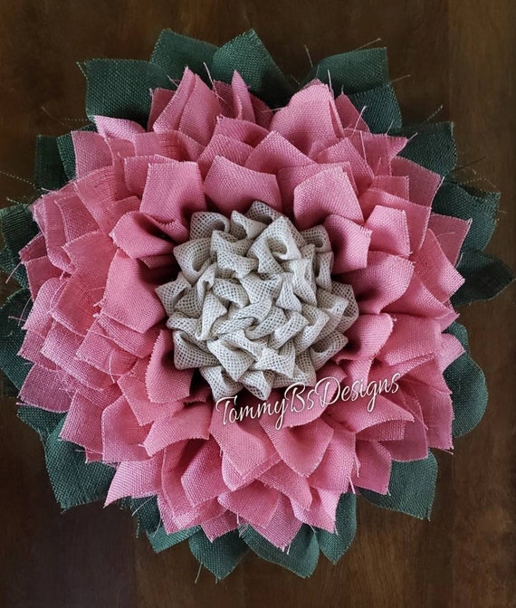 Dusty Rose burlap flower with cream center