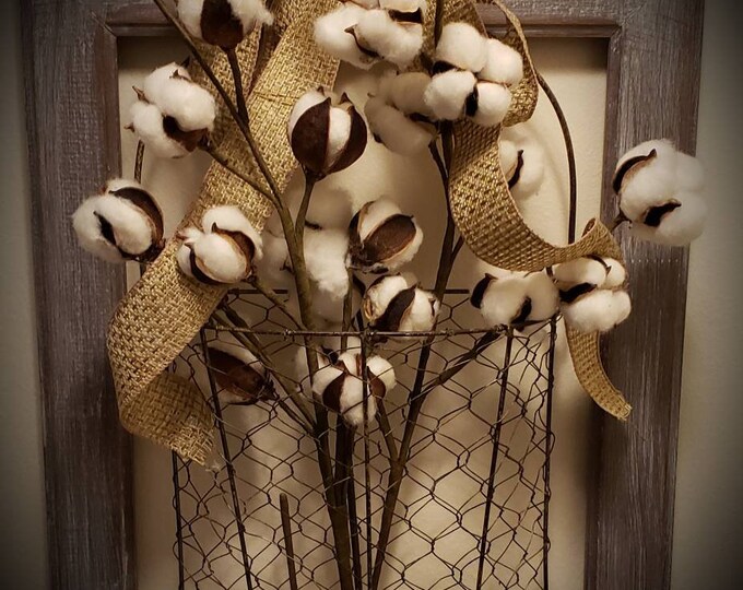 Framed Cotton & Wire Farmhouse Basket Wall Decor Wall Etsy