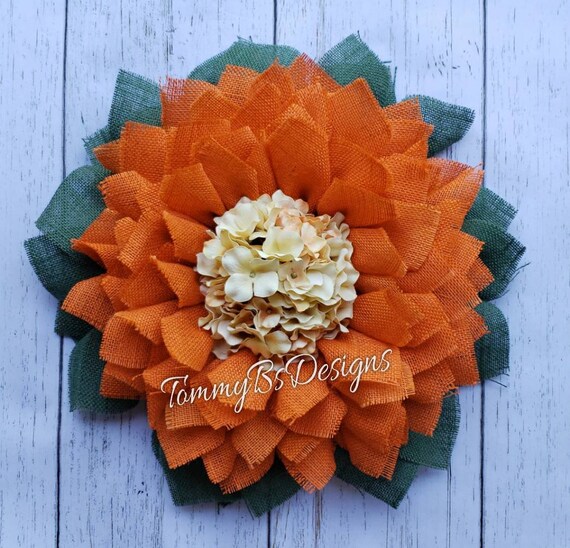 Orange flower Wreath - Front Door Decor, Summer Front Door Wreaths; Mother's Day Wreath