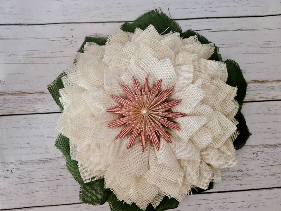 Holiday Cream Burlap Wreath - Front Door Decor, Front Door Wreaths
