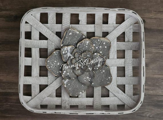 Whitewashed Tabacco Basket; Farmhouse Wall Decor; Rustic Decor