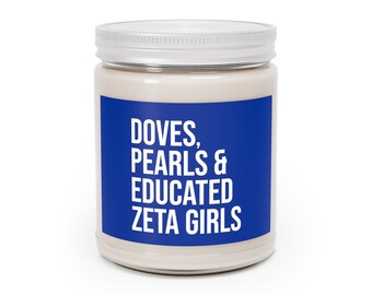 Zeta Phi Beta Scented Candle / Doves / Pearls / Educated Zeta Girls / Zeta Scented Candle / Finer Womanhood / Zeta Phi Beta Gift - Blue