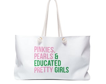 Weekender Bag/ AKA Bag / Pinkies/ Educated Pretty Girls Bag/ Pink and Green / Alpha Kappa Alpha / AKA Gift / Aka Graduation /Aka Grad