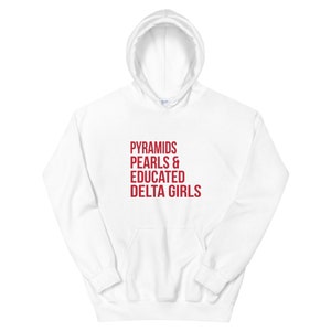 Delta Pentagramm Theta Unisex Hoodie / gebildete Deltas / Delta Girls / Delta Divas / Delta Signa Theta / Purpurrot und Creme / Schwarz Grieche